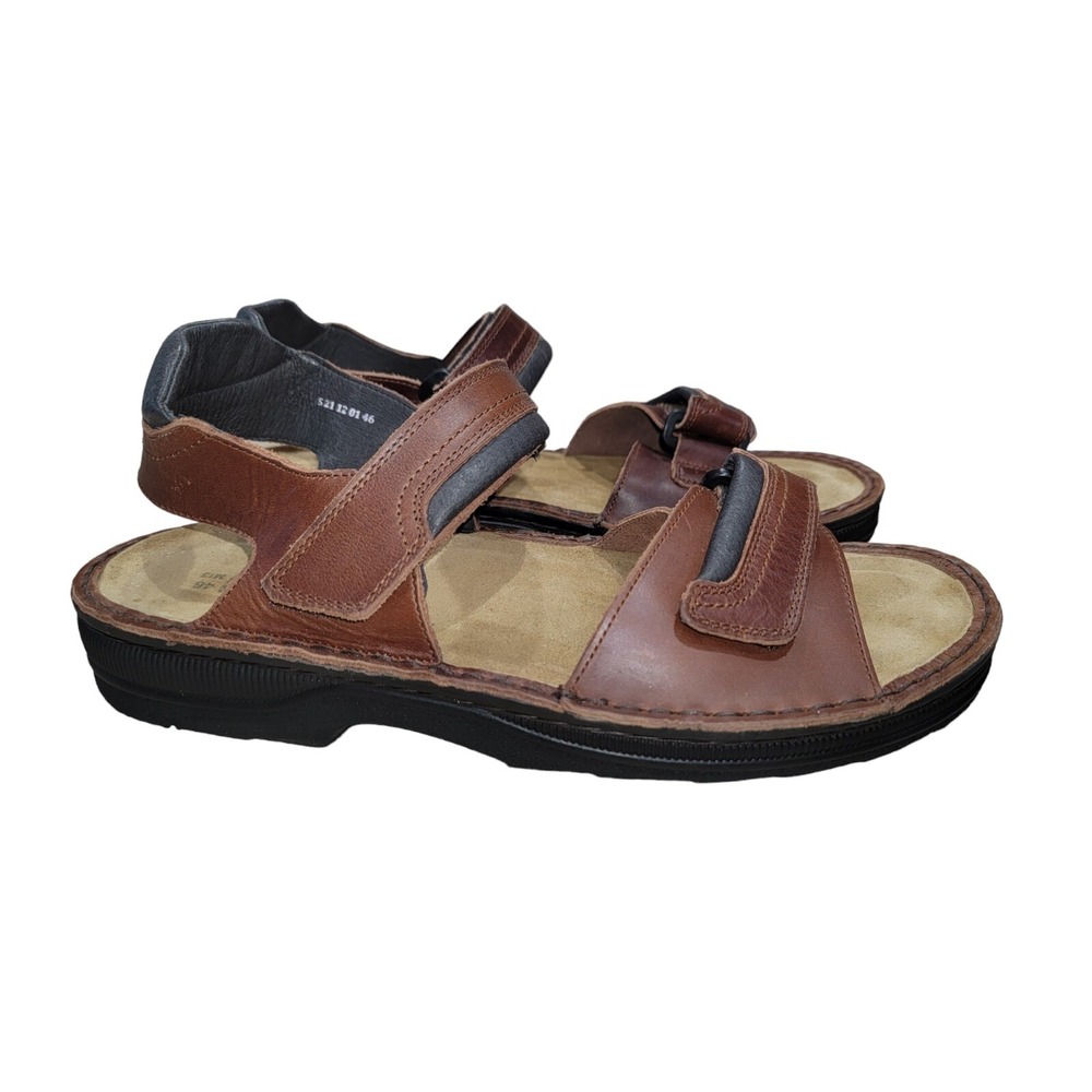 NAOT Men's Lappland Sz US 13 Brown Leather Adjustable Strap Walking Sandals